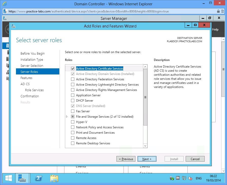 Practice Labs screenshot.